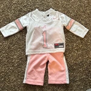 Nike Alabama Football Baby Girl White and Pink Jersey Set